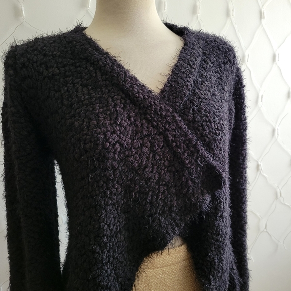 Foreign Exchange Fold Over Boucle Sweater / Size Small - Picture 2 of 6